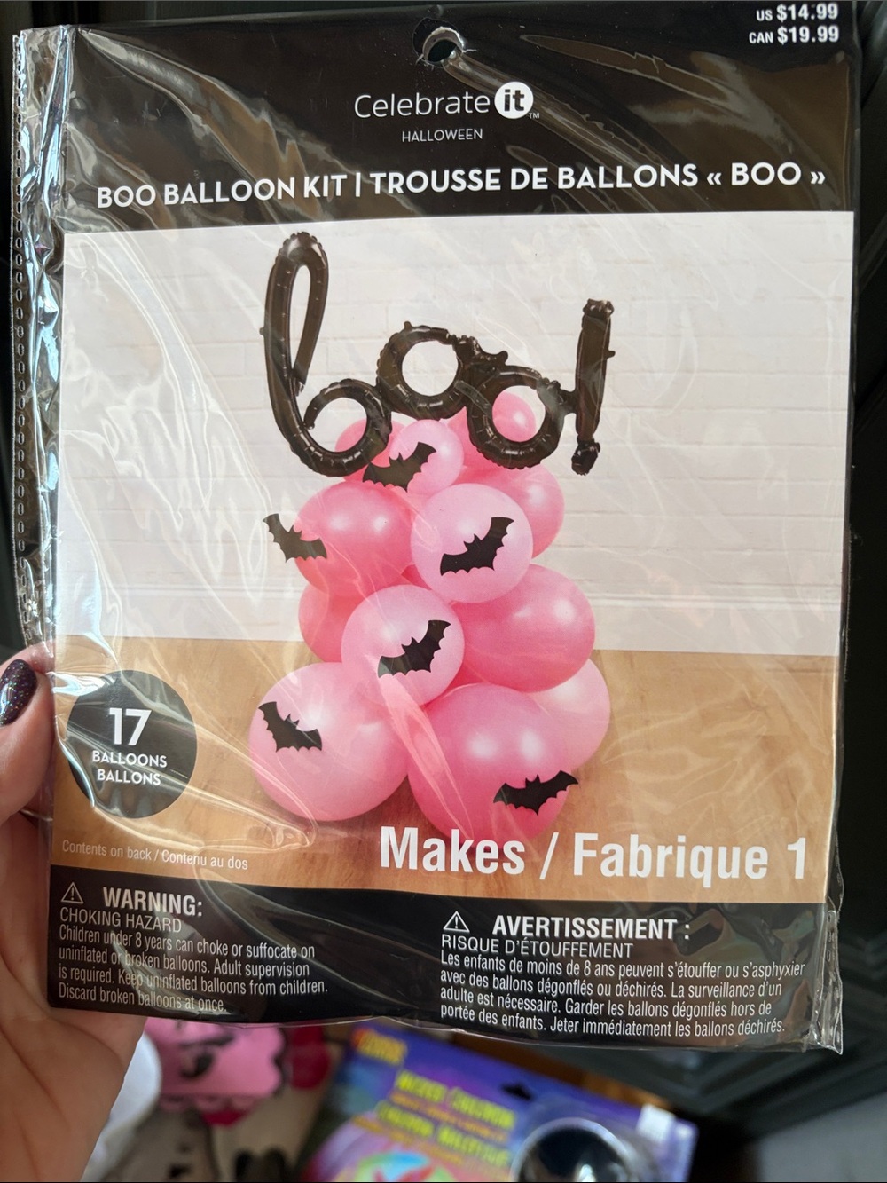 Celebrate It Pink Halloween 'Boo' Balloon Kit with Black Bat Accents